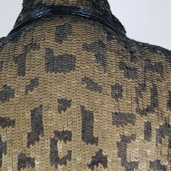 SOLD ❌ VTG 90s Silk Sequin Leopard Cropped Blazer - Picture 7 of 10